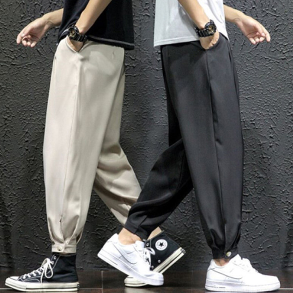 헐렁한 가벼운 바지 팬츠 남자 남여공용 XL~4XL 블랙 베이지 벌룬 조거 밴딩