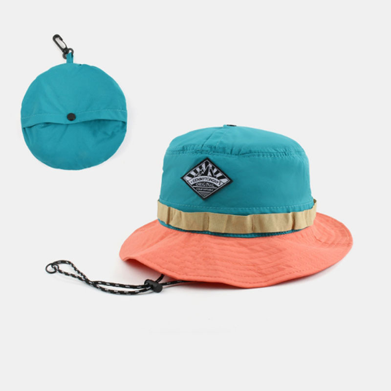 컬러 배색 서핑모자 캠핑 해외여행 모자 접을수있는 턱끈 끈달린 벙거지 버킷햇 바스락